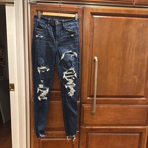 American Eagle Outfitters Blue Skinny Distressed Jeans